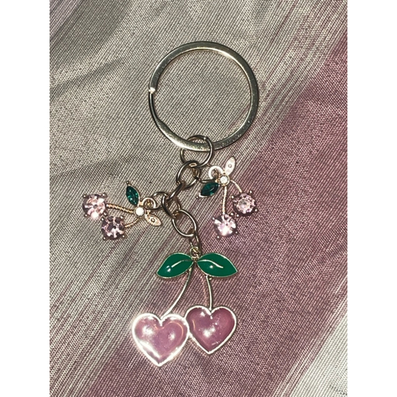 Pink Cherry Bag Charm/Keychain - Picture 2 of 2